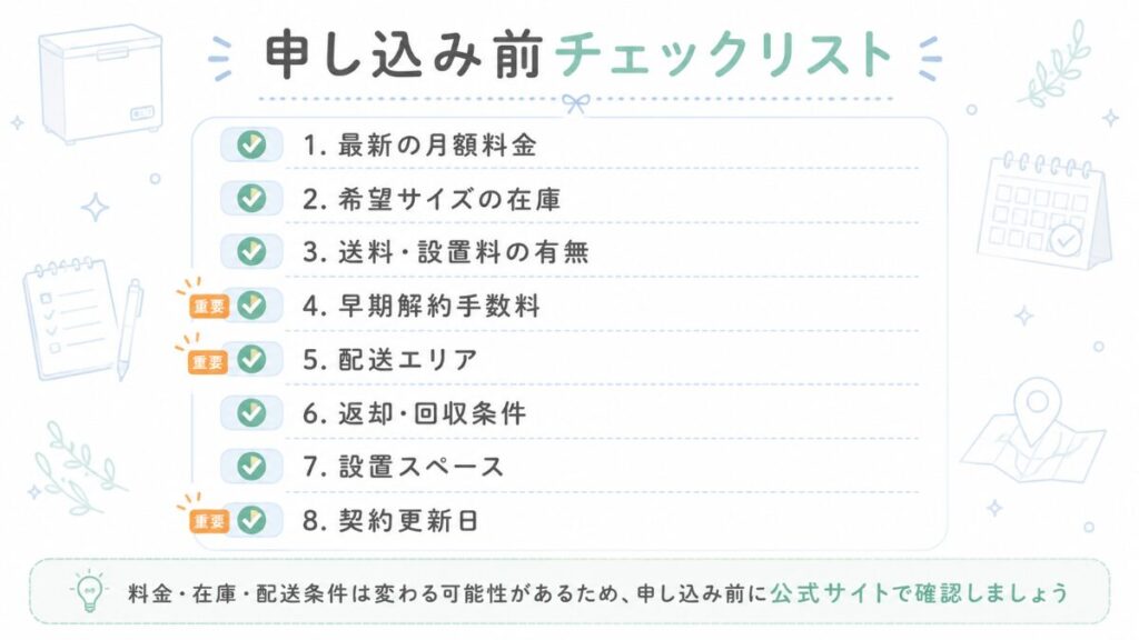 申し込み前チェックリスト